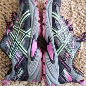 ASICS running shoes, women's 6.5, euro 37.5 pink and green